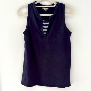 Banana Republic Blue Sleeveless Tank Top with Mandarin Collar Size M